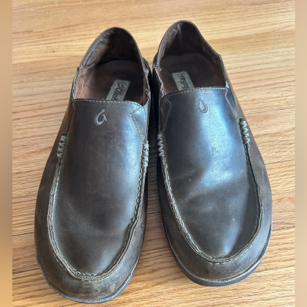 Olukai Moloa Brown Leather Loafers Men’s Sz 11.5